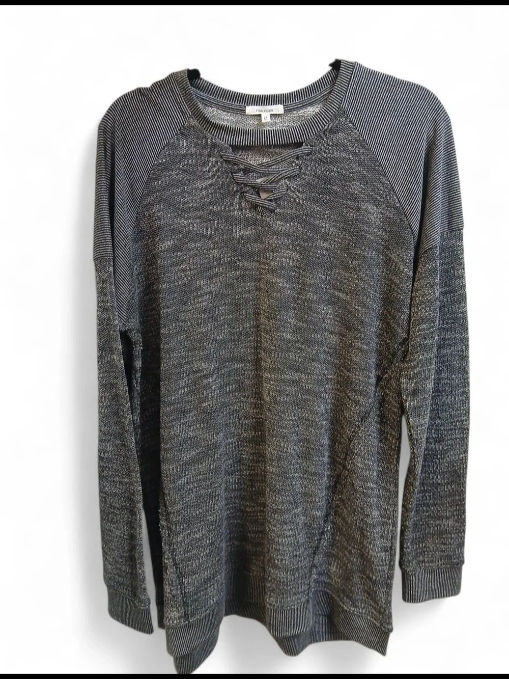 Maurices Women's Charcoal Lace-Up Raglan Shirt